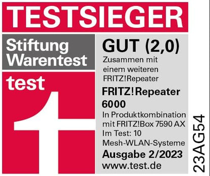 FRITZ!Repeater 6000 – Wi-Fi 6 Tri-Band Repeater mit bis zu 6.000 MBit/s & 2.5-LAN