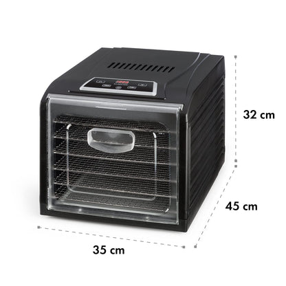 Klarstein Dörrautomat, Dörrgerät, Food Dehydrator, Dörrautomat aus Metall, Dehydrator Food Dryer, 9 Ablagen, 700 Watt, Touch-Display, Timer, Edelstahlheizelement, HotAir Circulation System, Schwarz