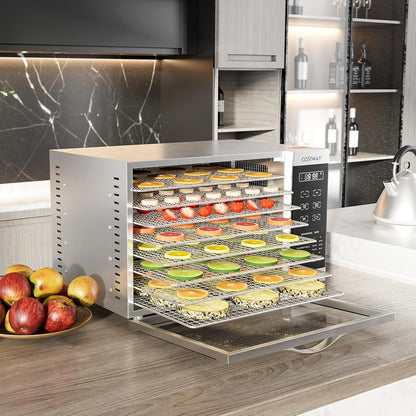 COSTWAY Dehydrator with 8 Grid Trays, 620W Dehydrator 30-70°C Temperature Control & 24H Timer, Overheating & Overload Protection, Food Dryer for Fruit, Meat, Vegetables