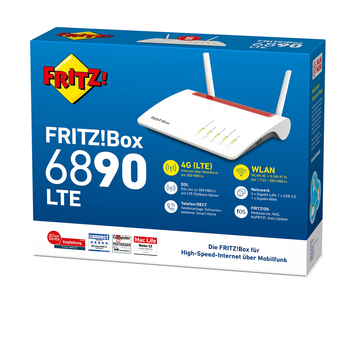 FRITZ!Box 6890 – LTE/DSL-Router mit WLAN AC+N, bis 300 MBit/s & 4x Gigabit-LAN